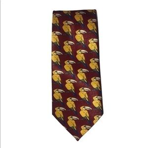 Marco Polo vintage toucan bird whimsical novelty tie, red & yellow, save birds!